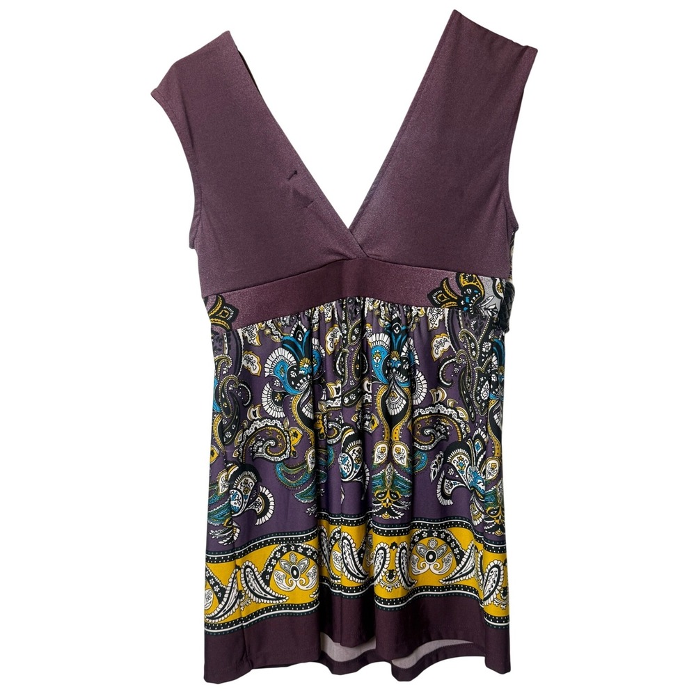 Wet Seal Y2K Paisley‎ Styled Sleeveless Tank with Belt - Picture 4 of 4